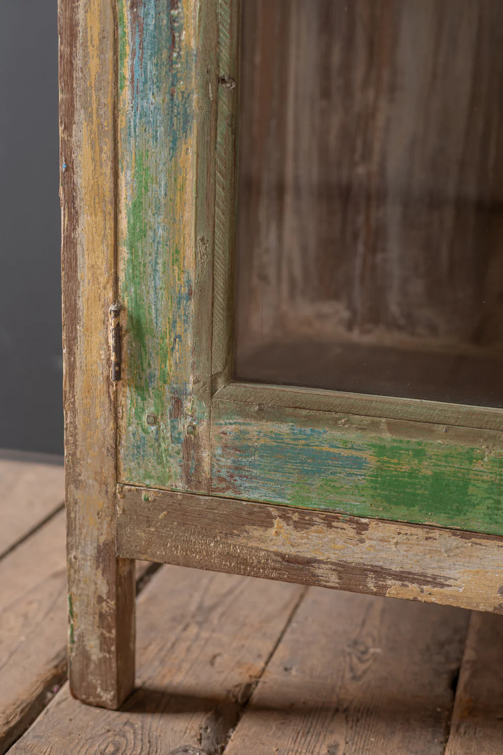Green Vintage Glazed Cabinet <p>W:93.5cm D:48.5cm H:160cm </p> - Image 7