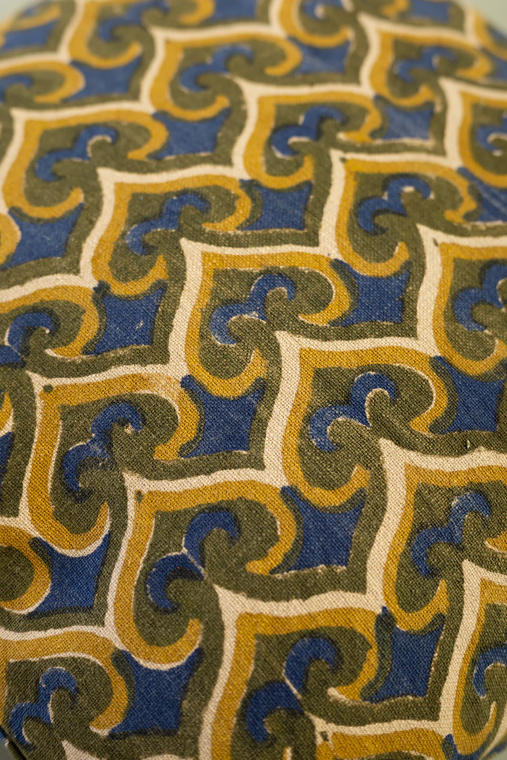 Olive & Navy Spade Block Print Cushion Cover - Image 3