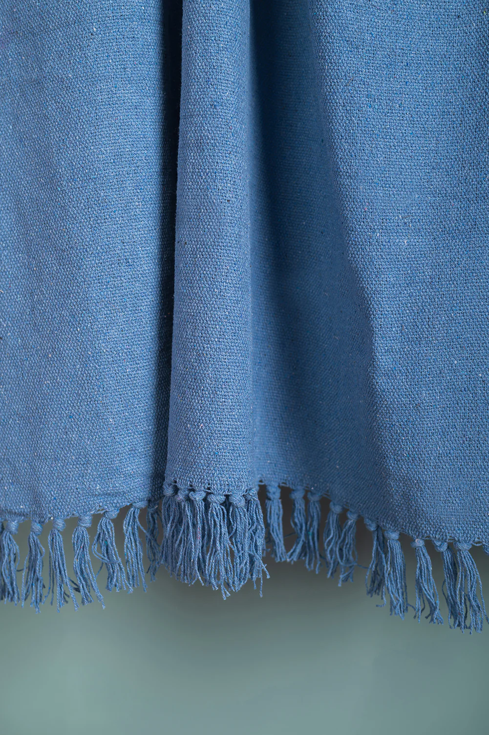 Pale Blue Recycled Cotton Block Colour Throw - Image 2