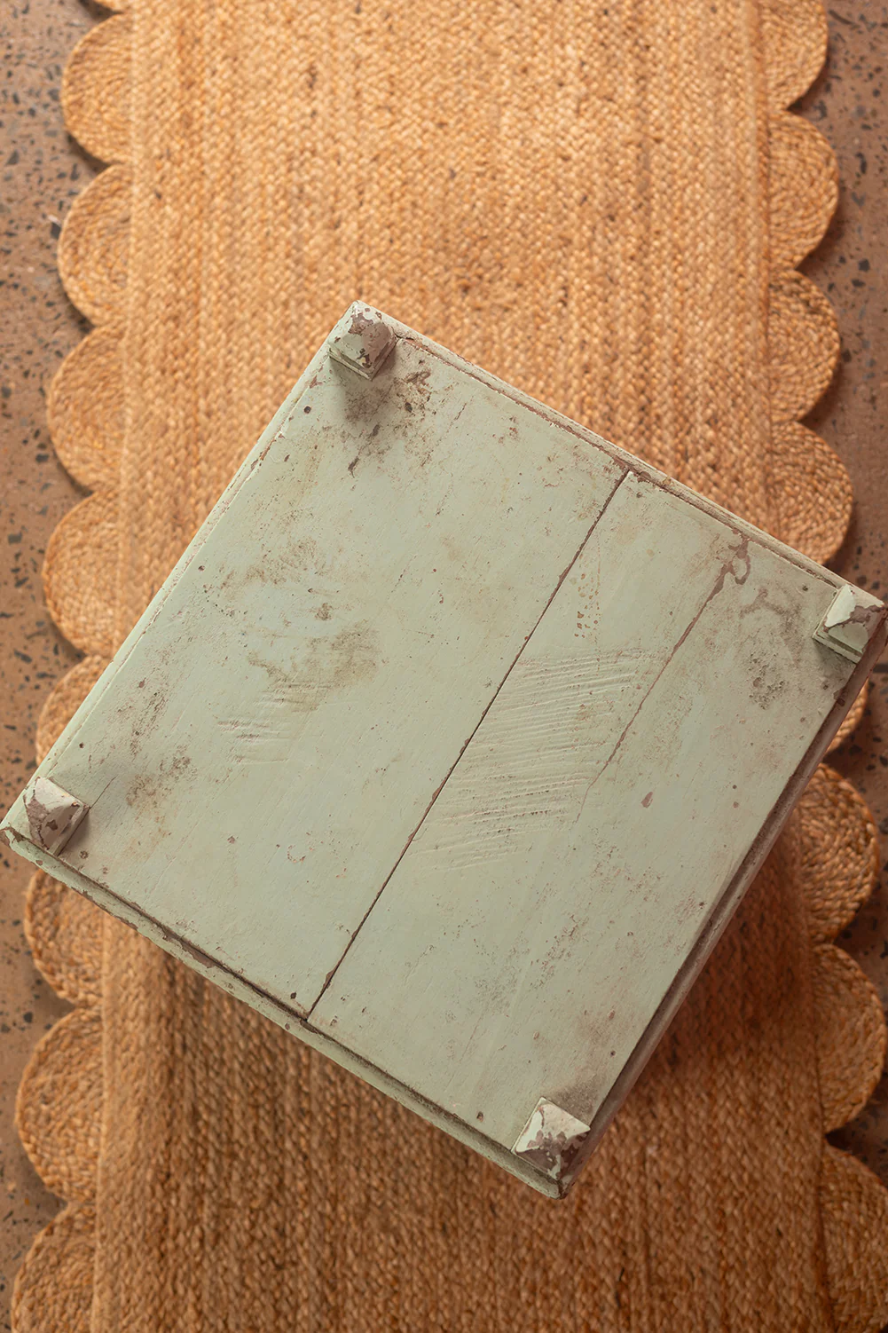 Pale Turquoise Vintage Jali Side Cabinet <p>W:42cm D:41cm H:51cm </p> - Image 6