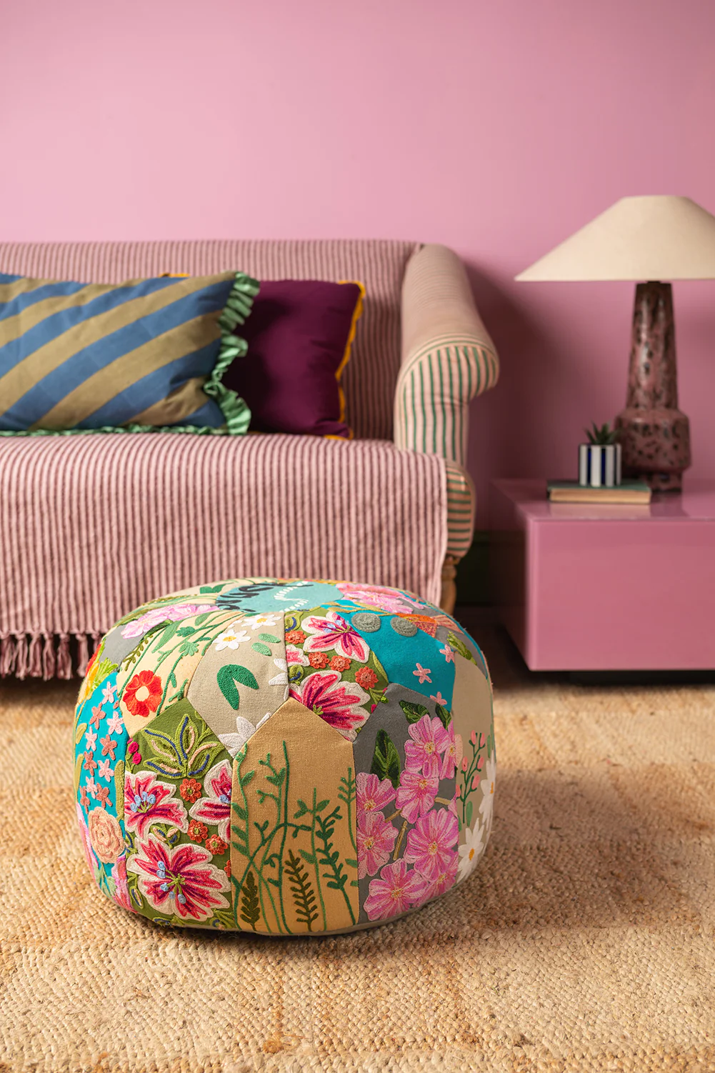 Patchwork Embroidery Pouffe - Image 10