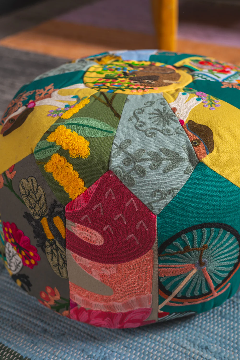 Patchwork Embroidery Pouffe - Image 11