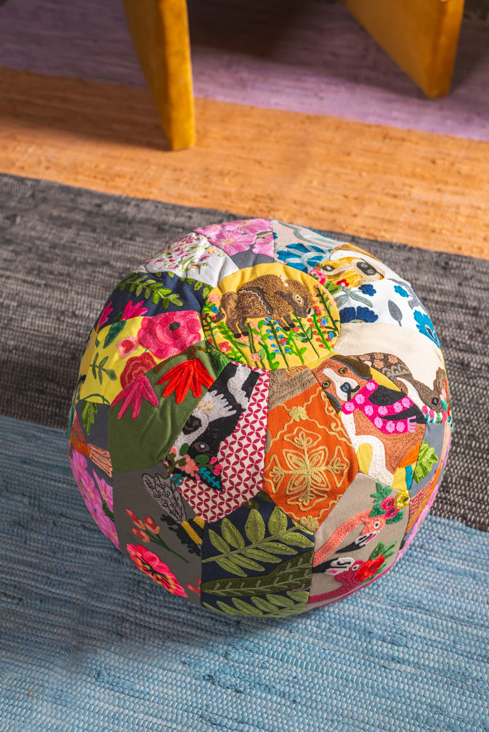 Patchwork Embroidery Pouffe - Image 12