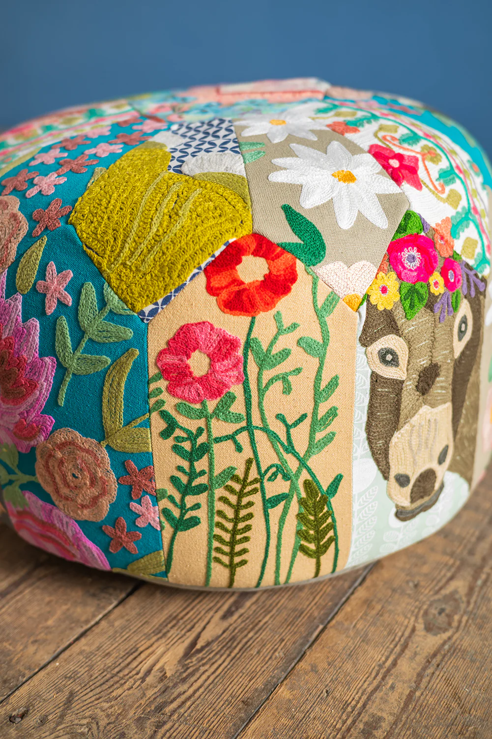 Patchwork Embroidery Pouffe - Image 13