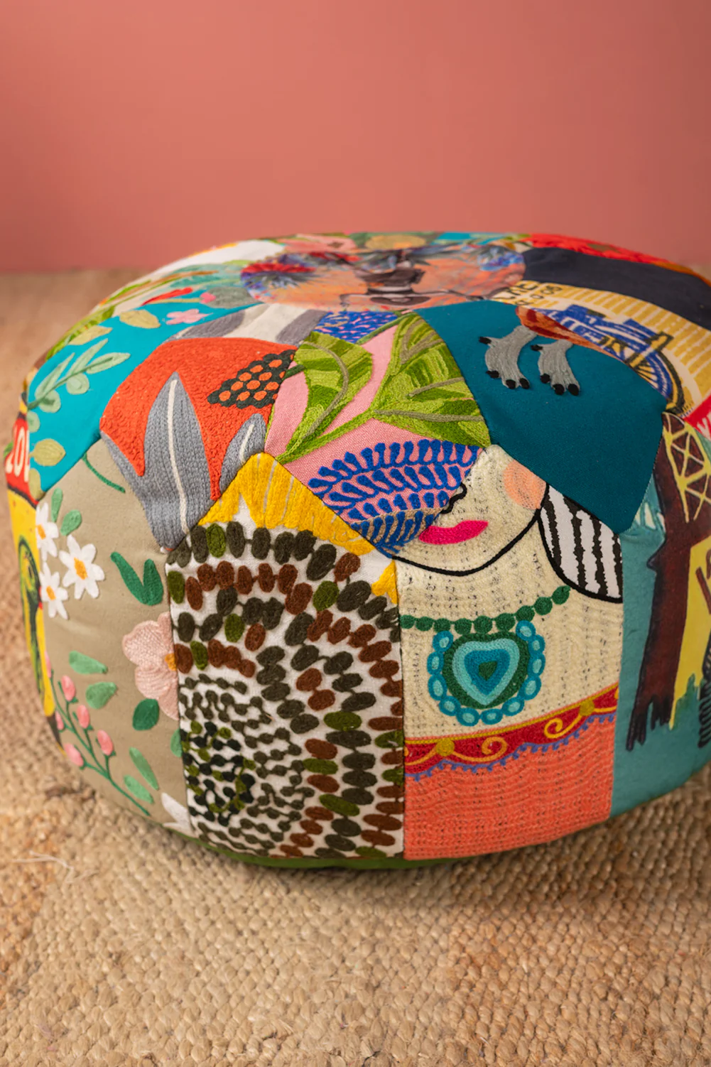 Patchwork Embroidery Pouffe - Image 14