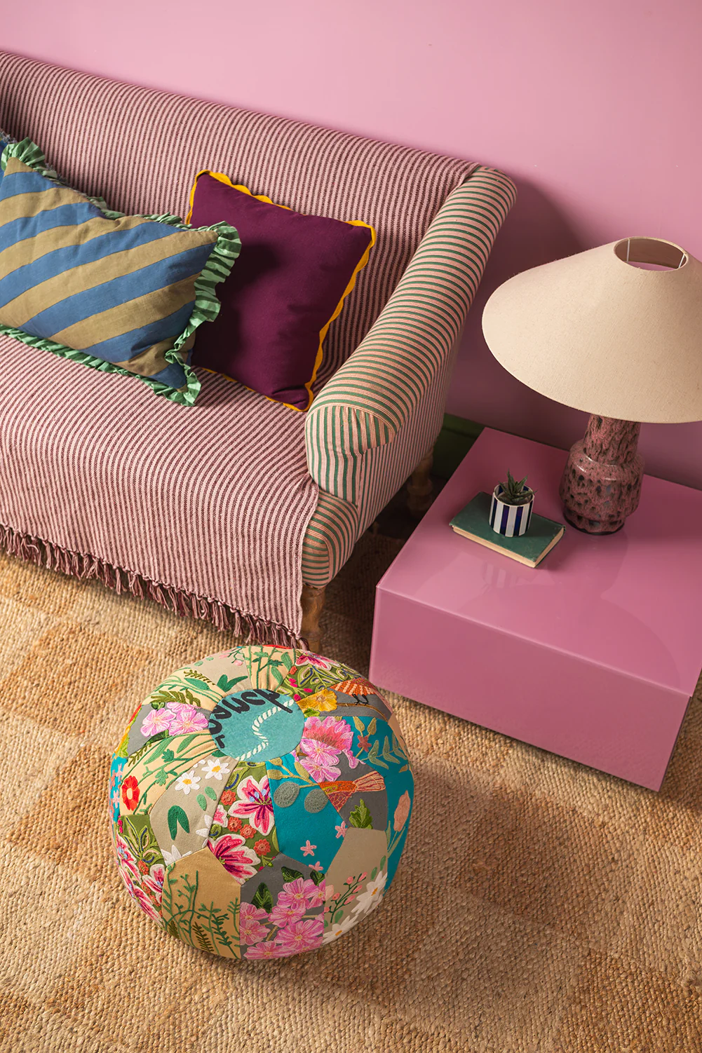 Patchwork Embroidery Pouffe - Image 3