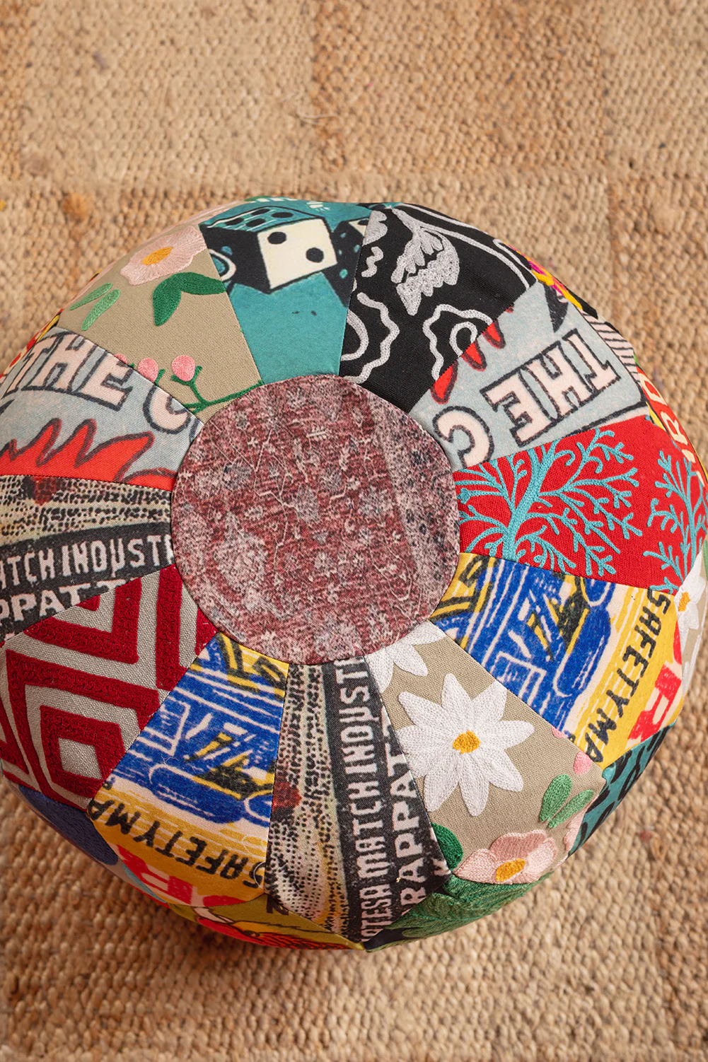 Patchwork Embroidery Pouffe - Image 4
