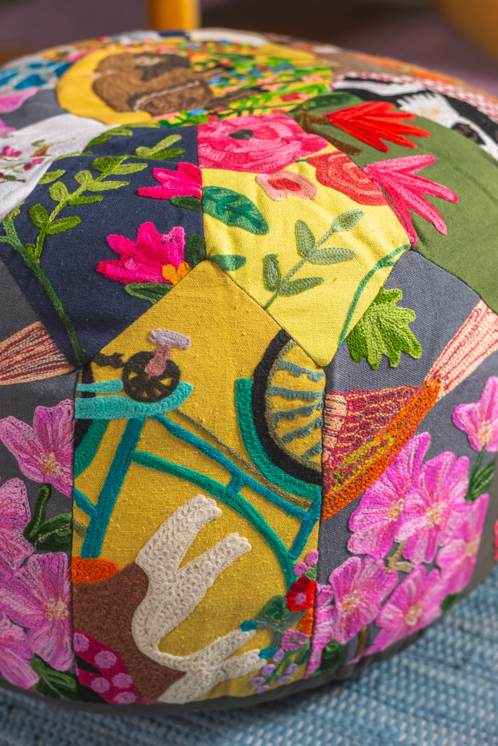 Patchwork Embroidery Pouffe - Image 6