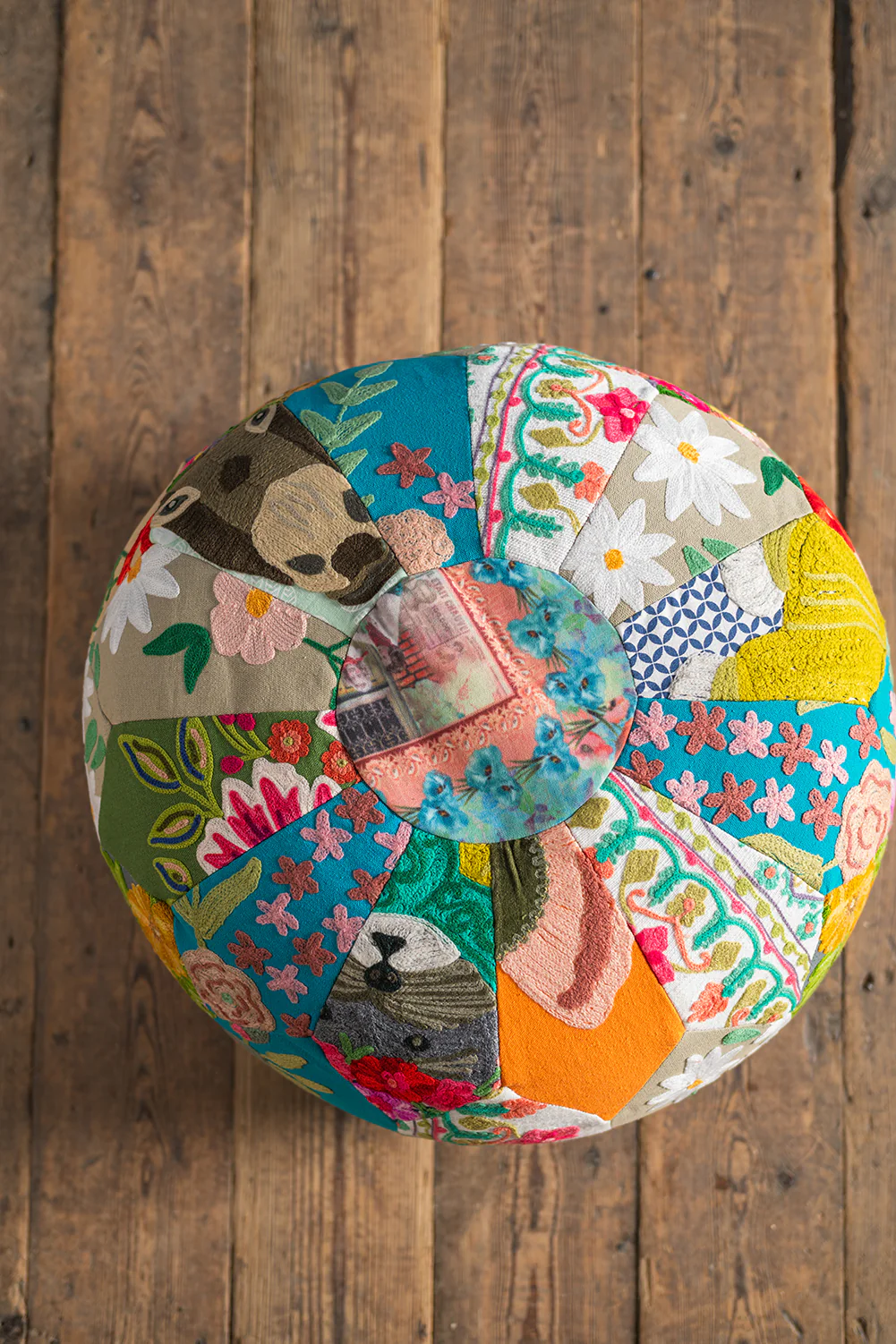 Patchwork Embroidery Pouffe - Image 7