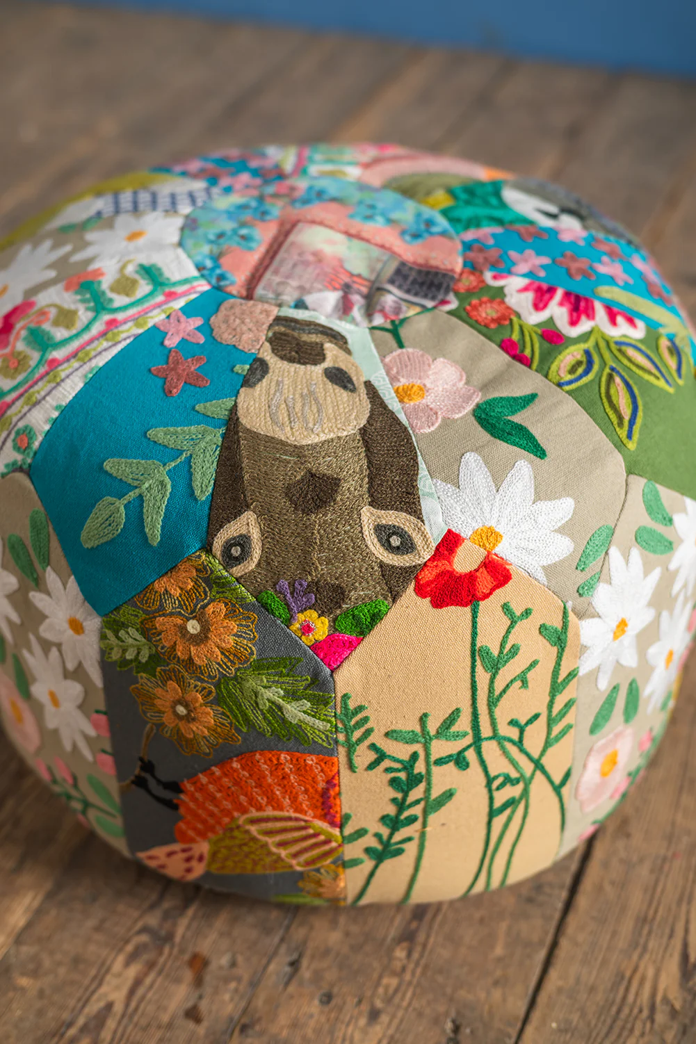 Patchwork Embroidery Pouffe - Image 9