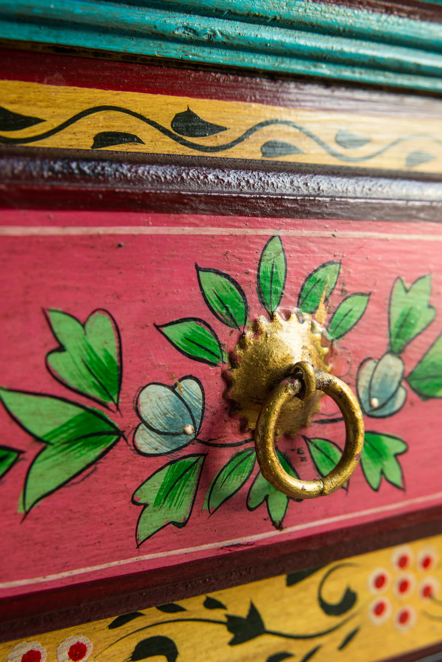 Pavo Hand Painted Wooden Cabinet - Image 4
