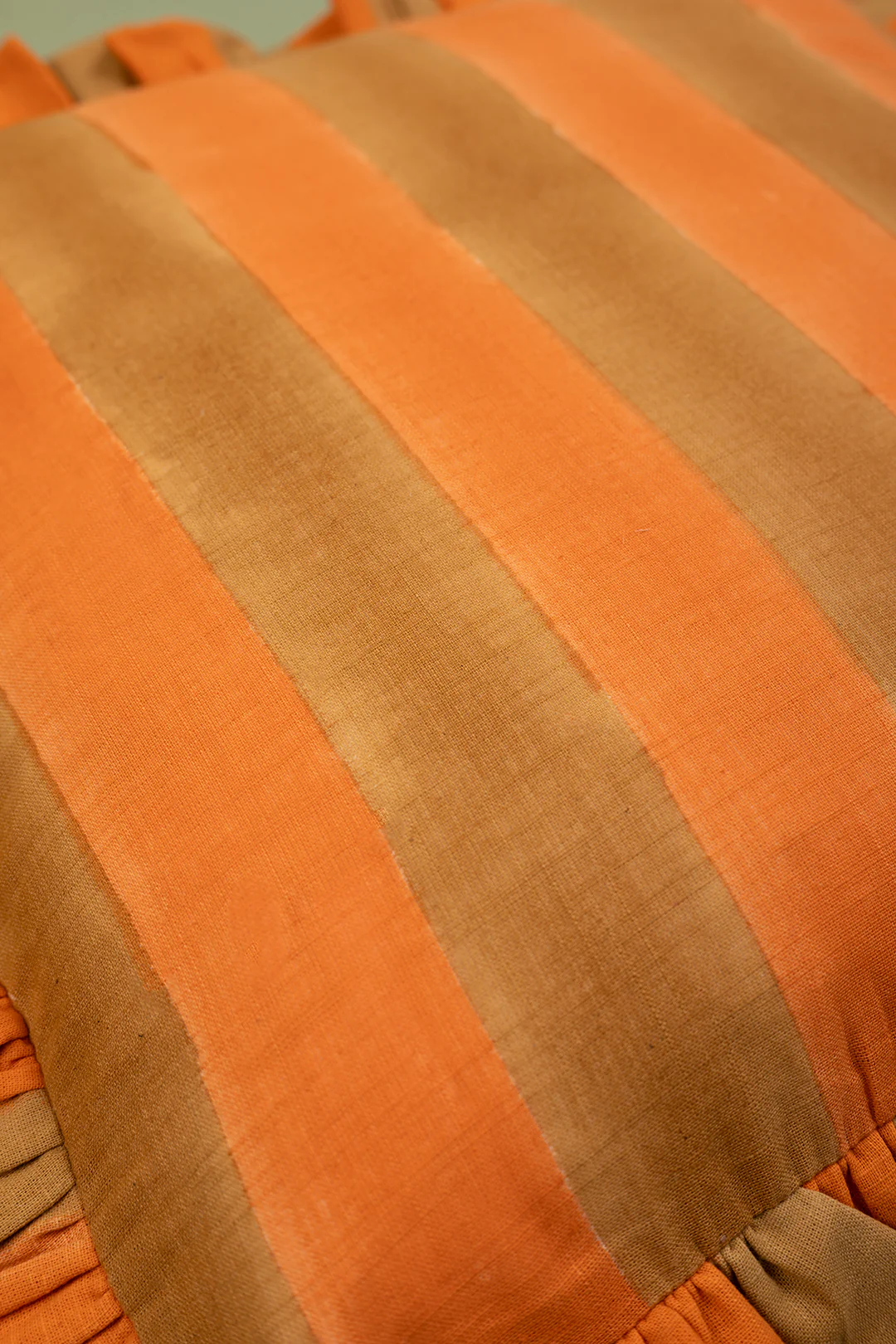 Orange & Gold Block Print Cotton Cushion Cover - Image 3