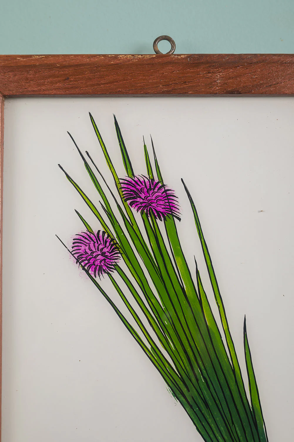 Large Old Wood Frame with Botanical/Wildlife Painting - 528 - Image 2