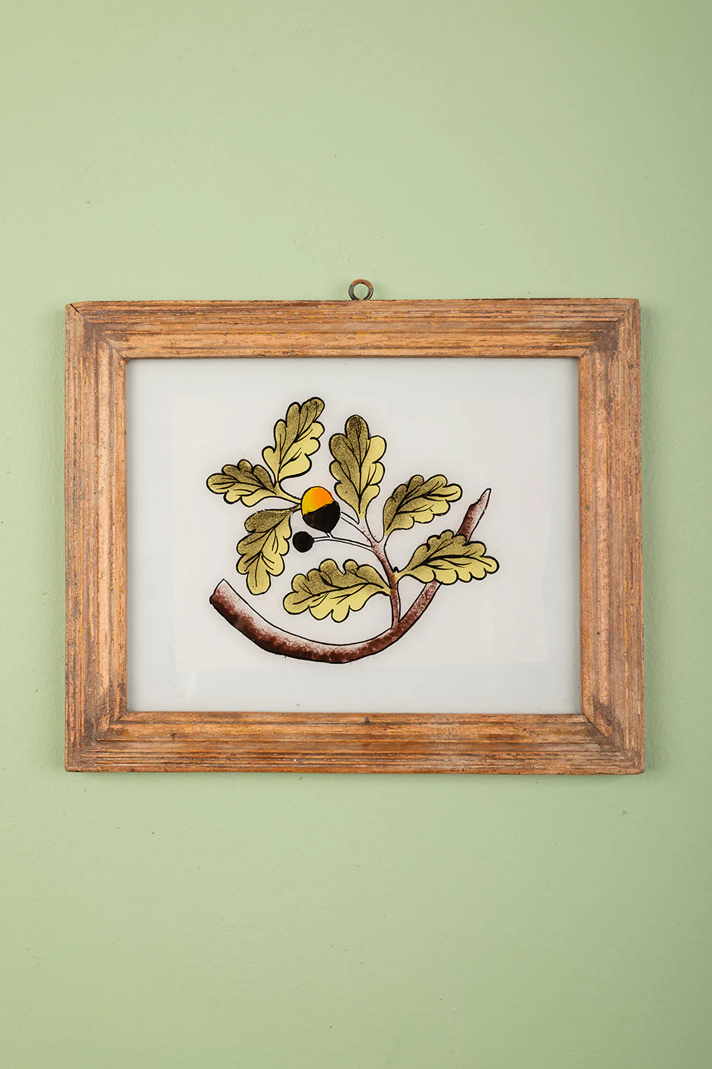 Large Old Wood Frame with Botanical/Wildlife Painting - 538