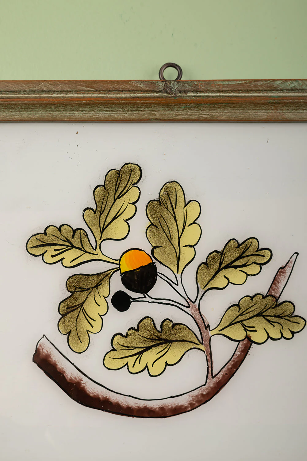 Large Old Wood Frame with Botanical/Wildlife Painting - 542 - Image 2