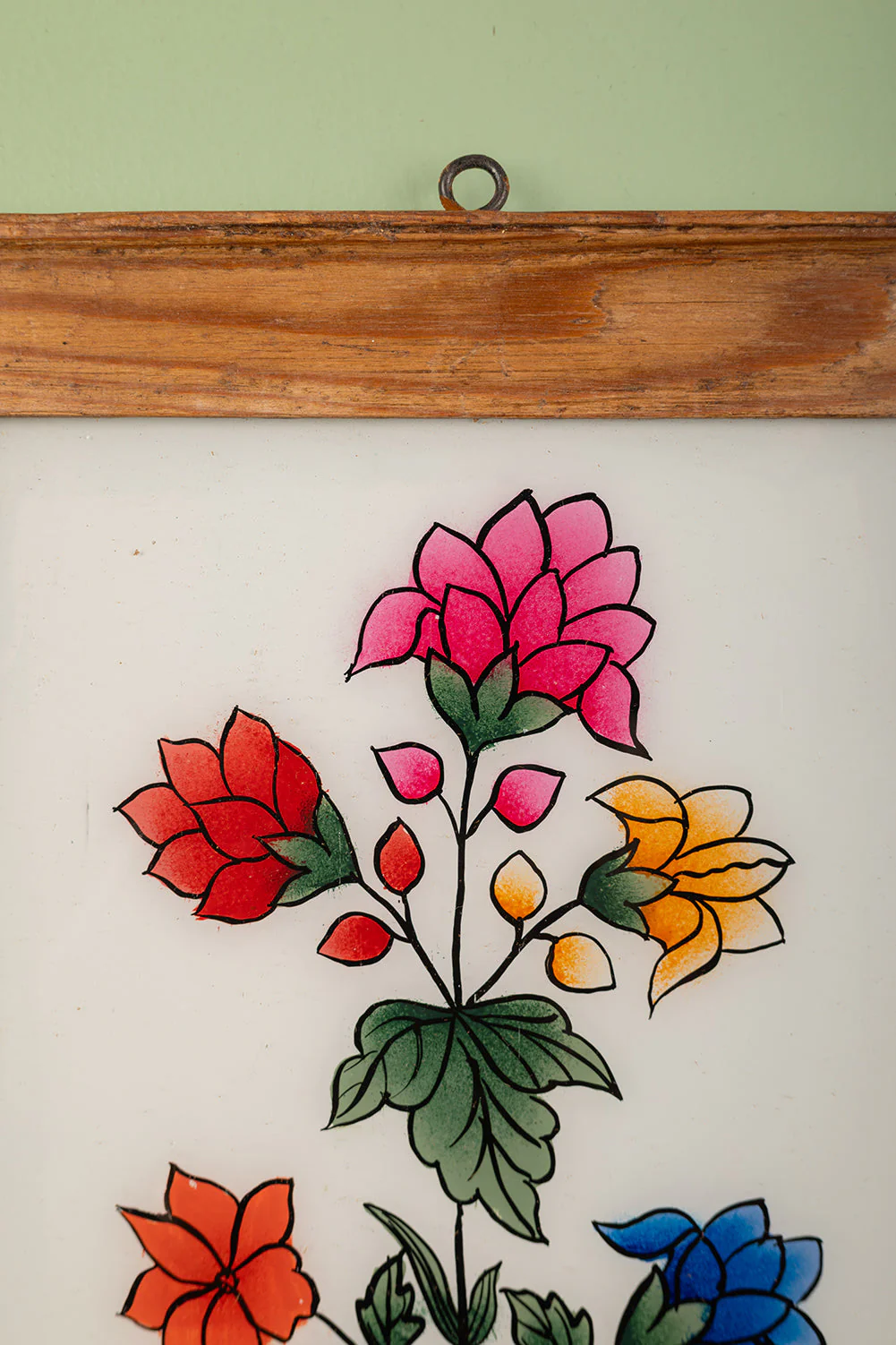 Large Old Wood Frame with Botanical/Wildlife Painting - 543 - Image 2