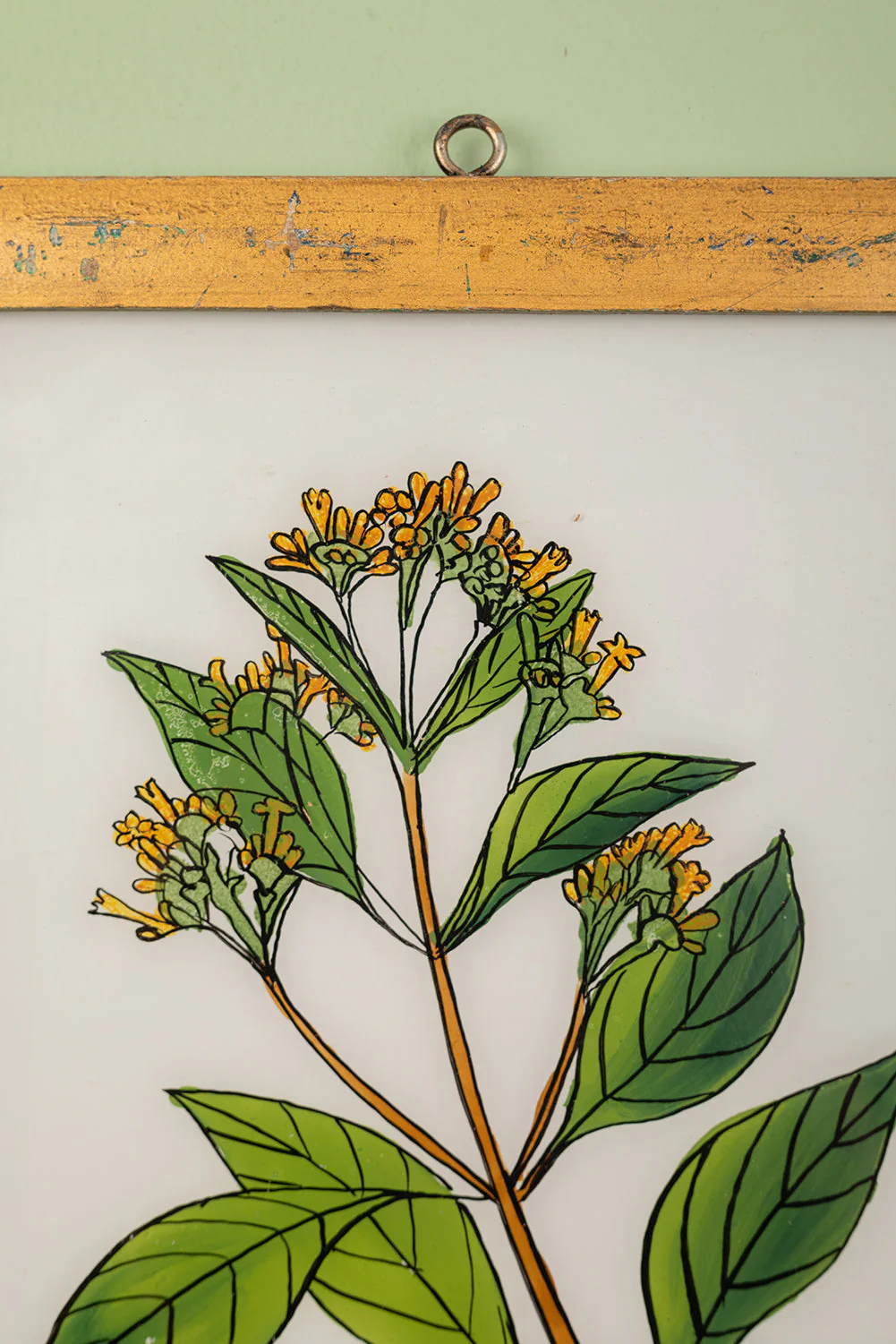 Large Old Wood Frame with Botanical/Wildlife Painting - 555 - Image 2