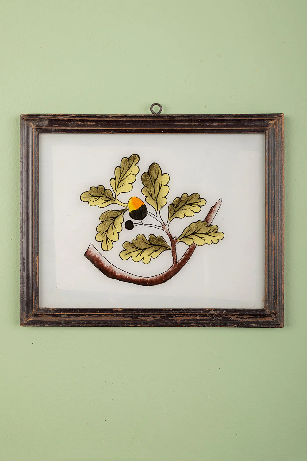Large Old Wood Frame with Botanical/Wildlife Painting - 556