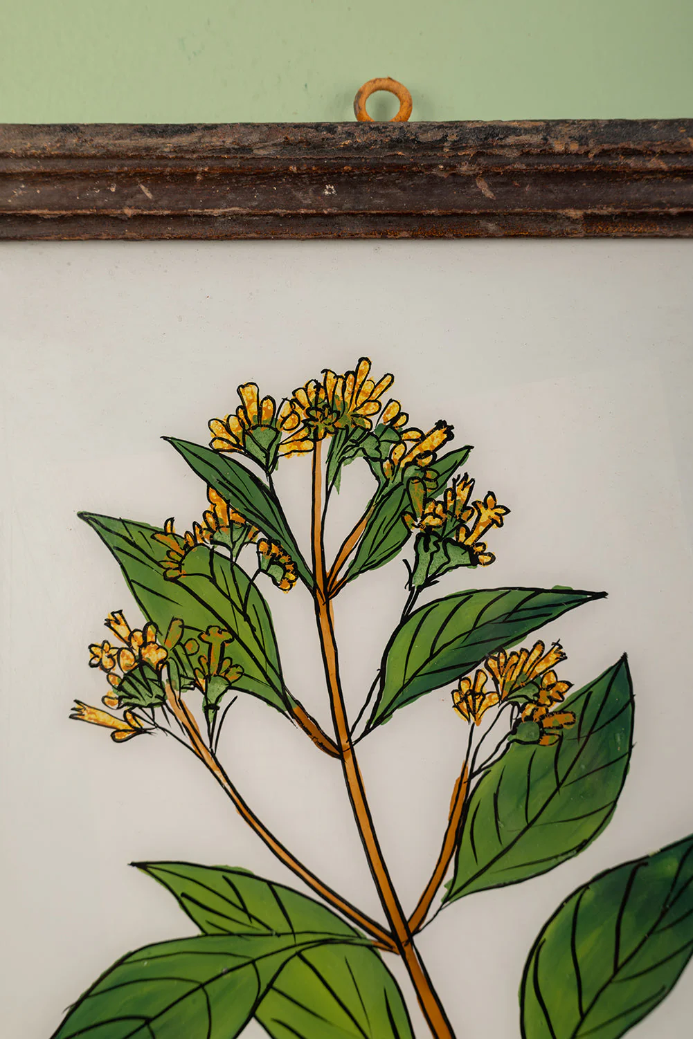 Large Old Wood Frame with Botanical/Wildlife Painting - 557 - Image 2