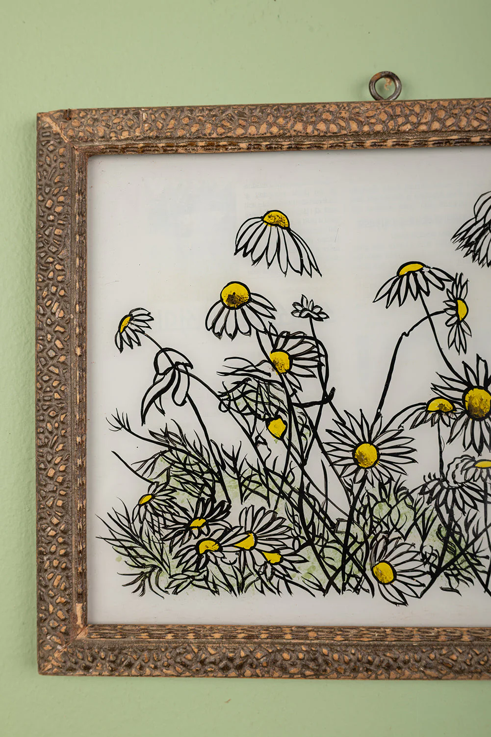 Large Old Wood Frame with Botanical/Wildlife Painting - 559 - Image 2