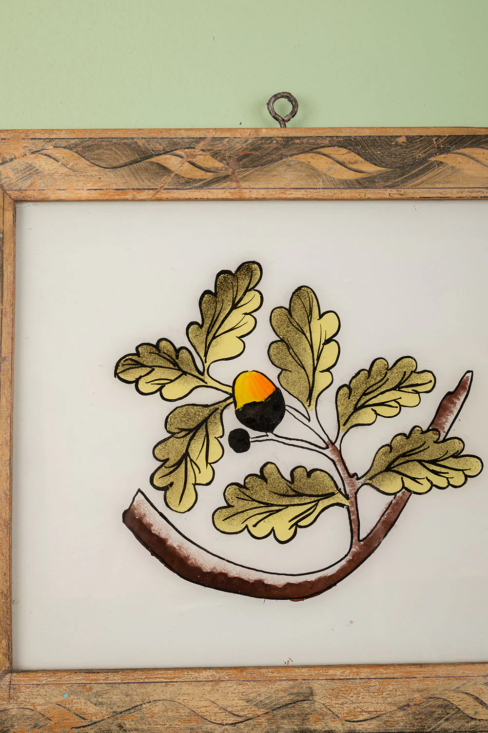 Large Old Wood Frame with Botanical/Wildlife Painting - 567 - Image 2