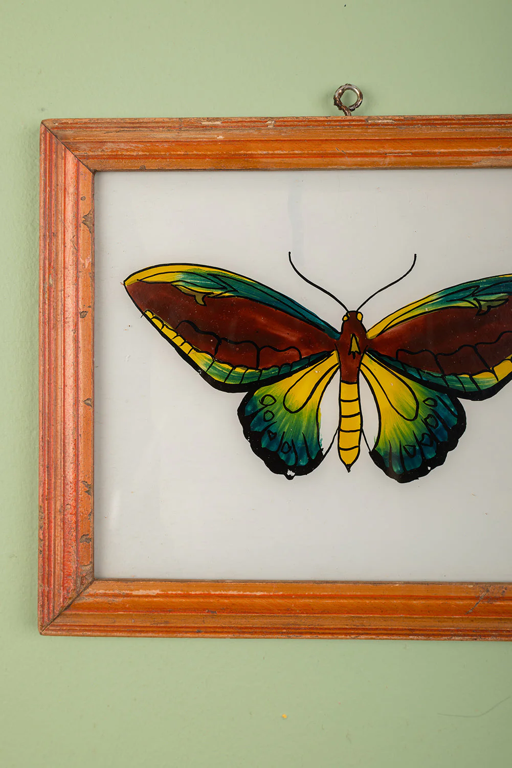 Large Old Wood Frame with Botanical/Wildlife Painting - 570 - Image 2
