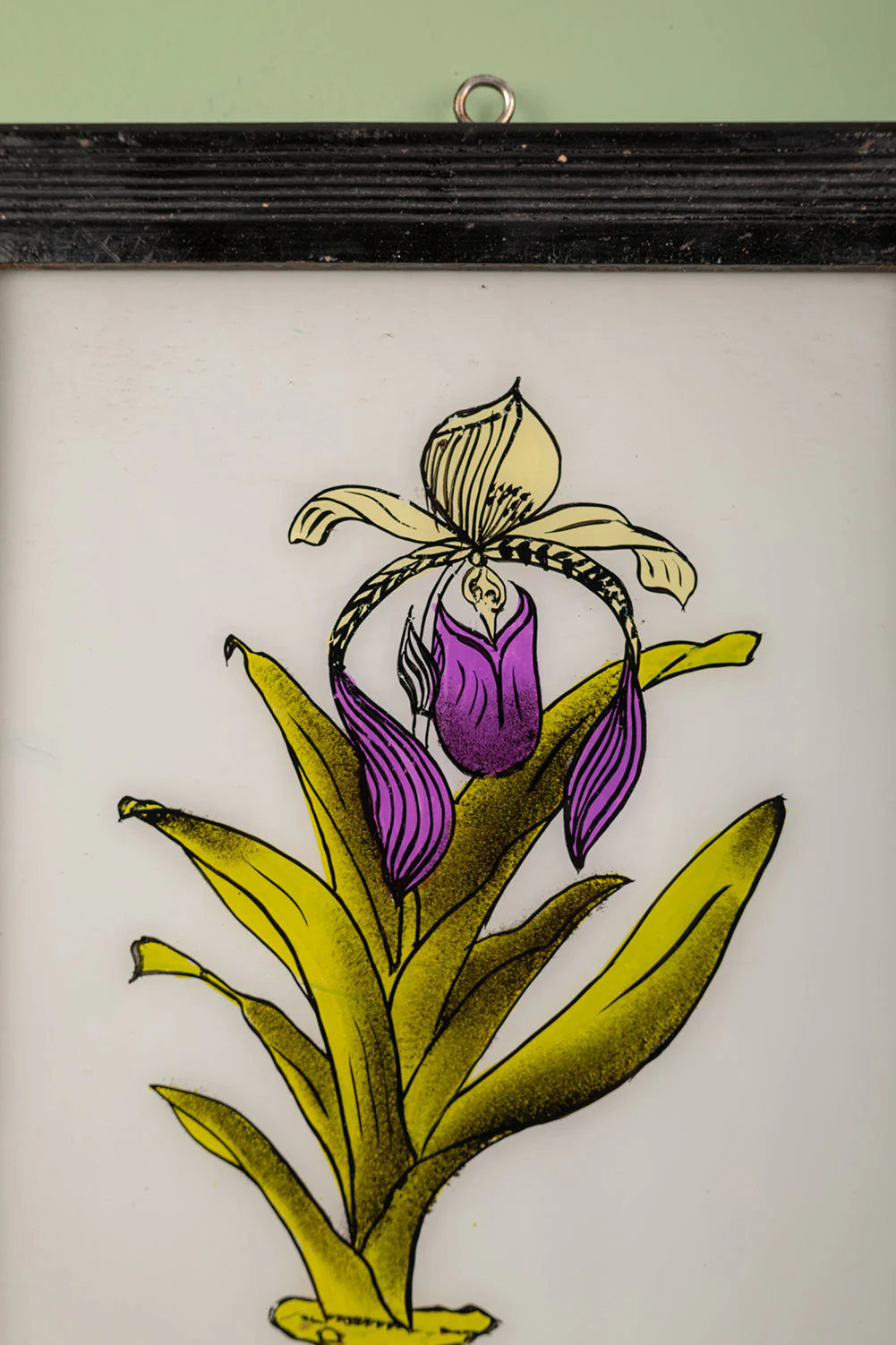 Large Old Wood Frame with Botanical/Wildlife Painting - 580 - Image 2