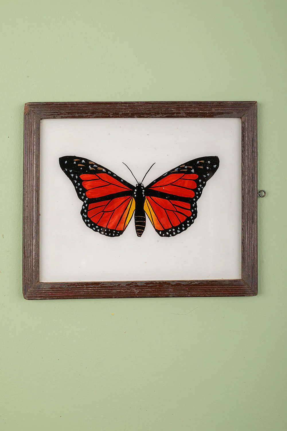 Large Old Wood Frame with Botanical/Wildlife Painting - 585