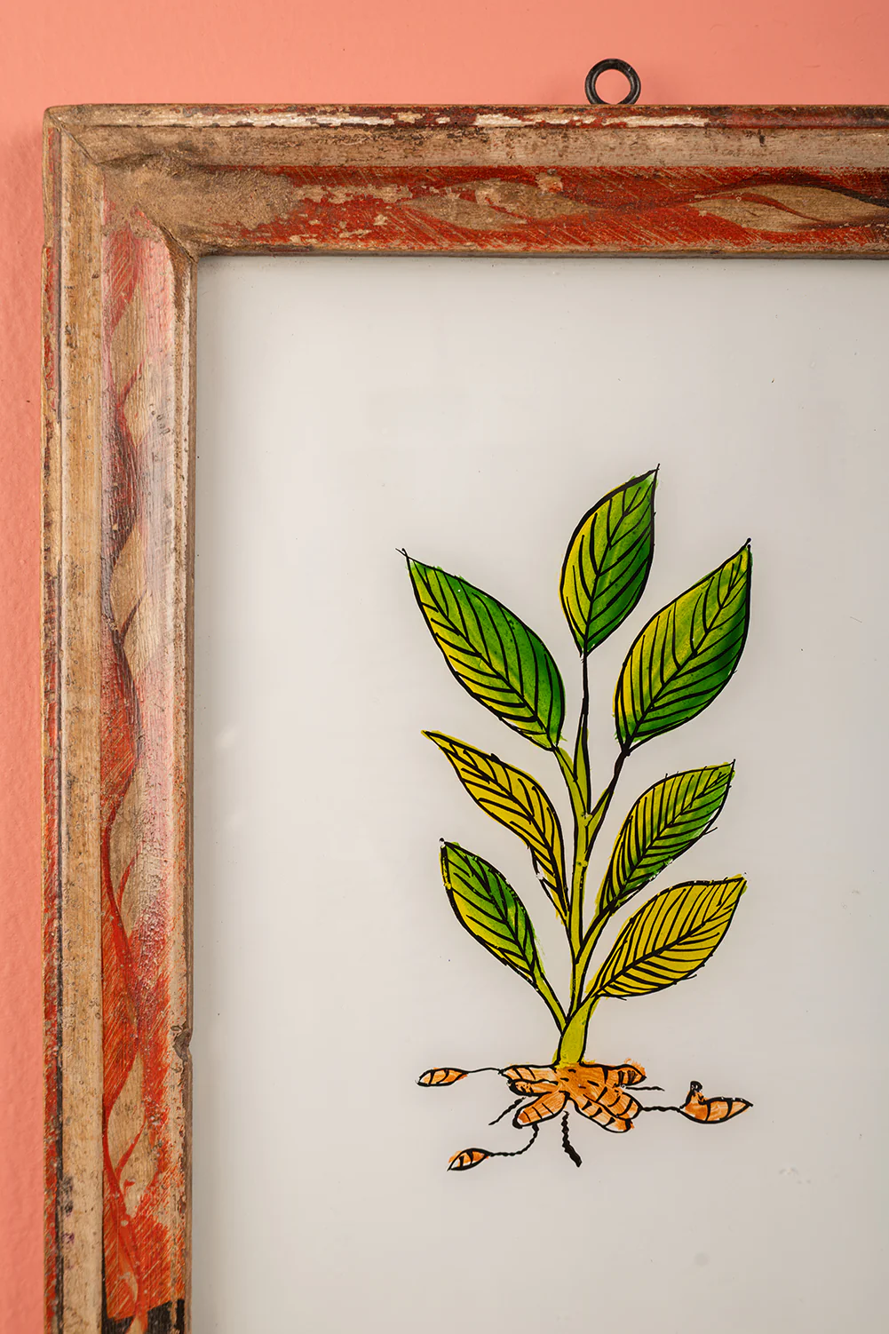 Medium Old Wood Frame with Botanical/Wildlife Painting - 687 - Image 2
