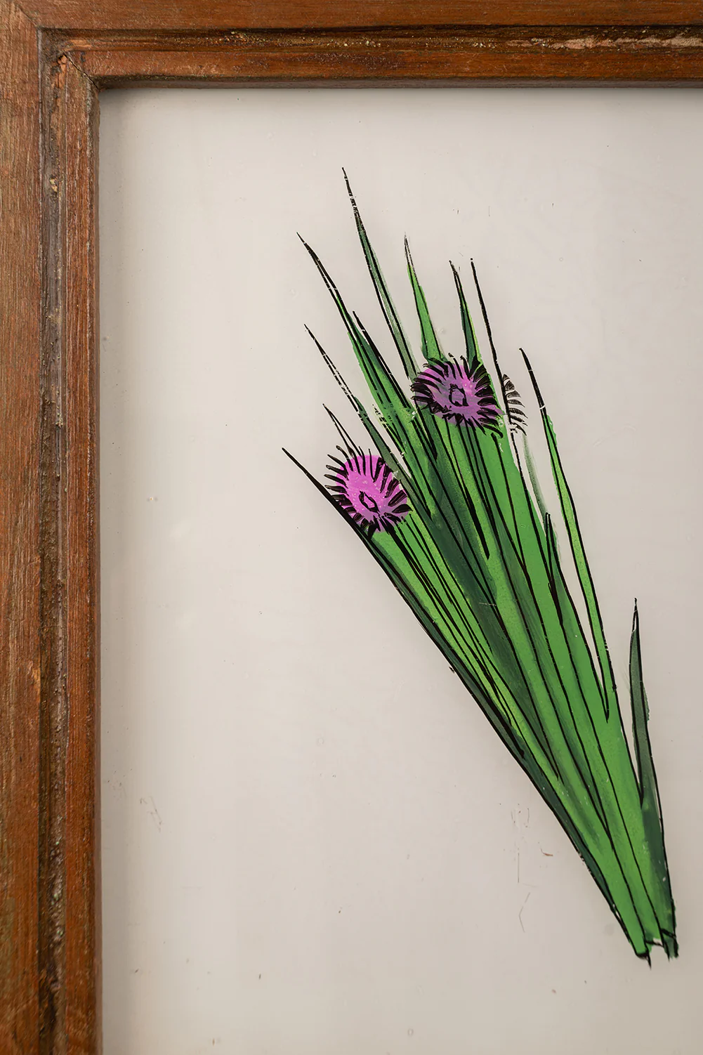 Medium Old Wood Frame with Botanical/Wildlife Painting - 692 - Image 2