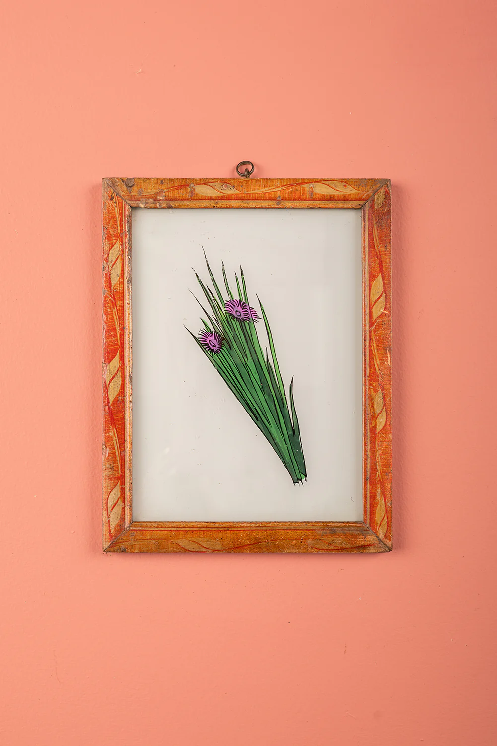 Medium Old Wood Frame with Botanical/Wildlife Painting - 699