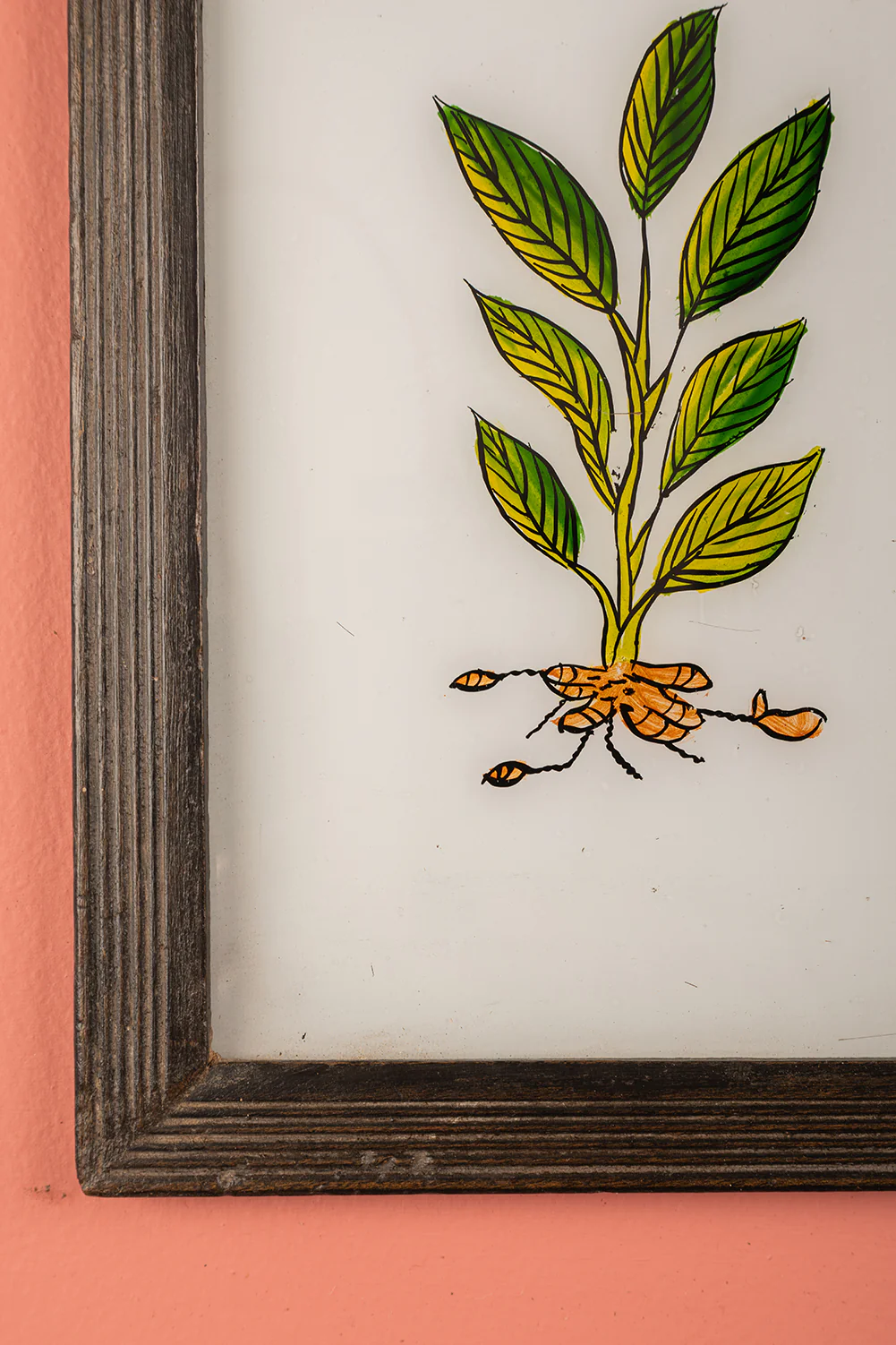Medium Old Wood Frame with Botanical/Wildlife Painting - 706 - Image 2