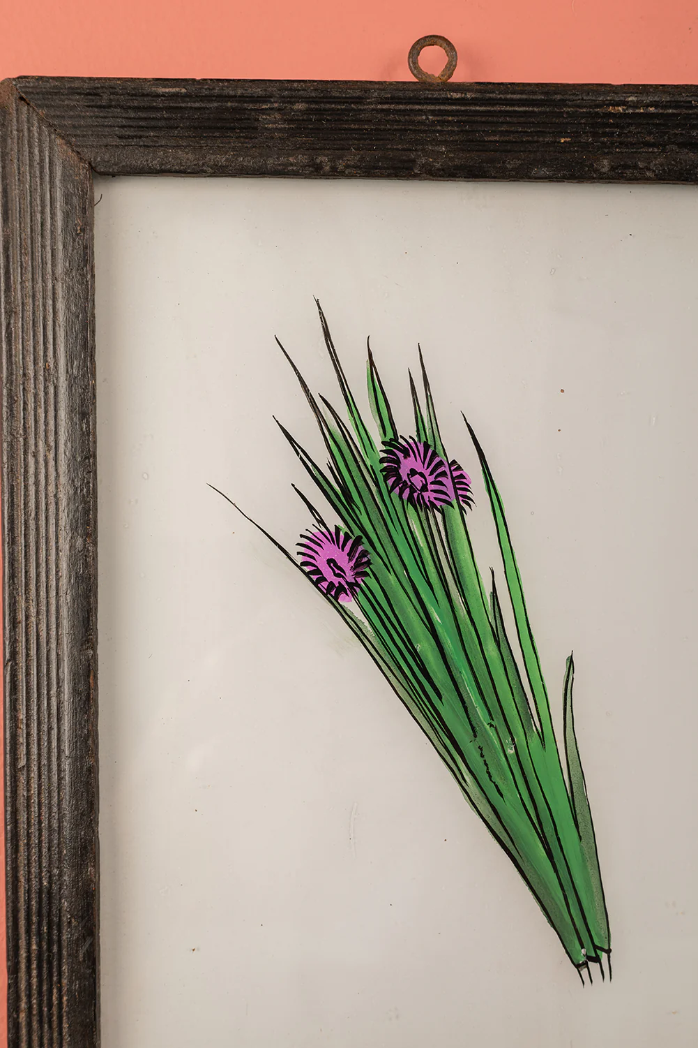 Medium Old Wood Frame with Botanical/Wildlife Painting - 715 - Image 2