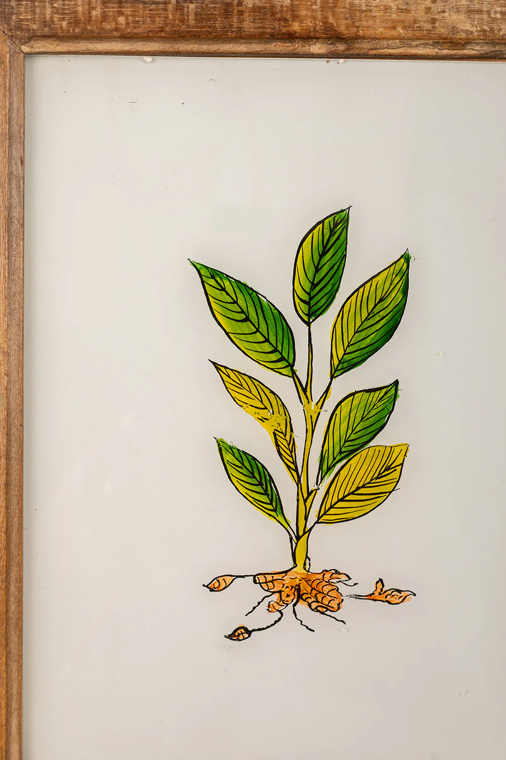 Medium Old Wood Frame with Botanical/Wildlife Painting - 716 - Image 2