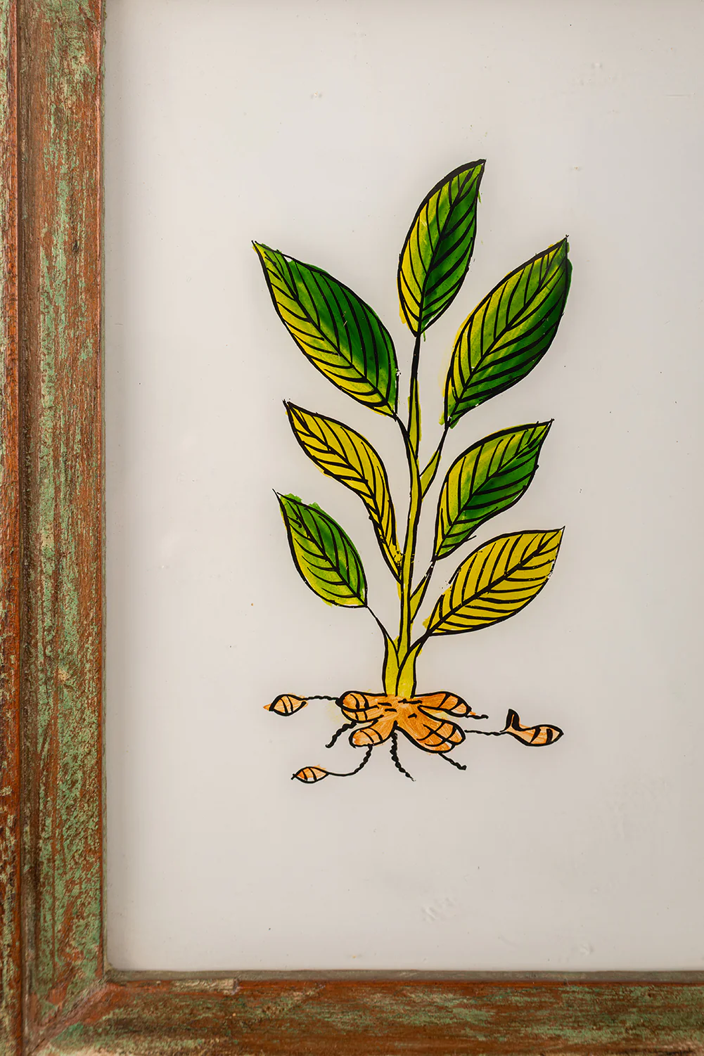 Medium Old Wood Frame with Botanical/Wildlife Painting - 718 - Image 2