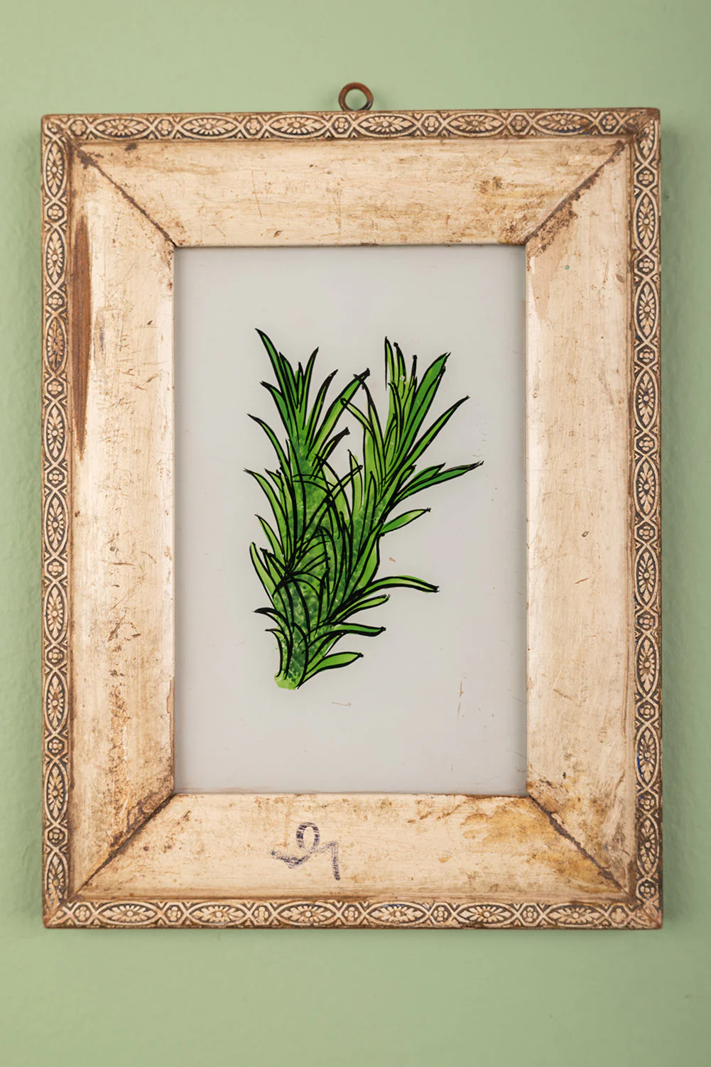Small Old Wood Frame with Botanical/Wildlife Painting - 556 - Image 2