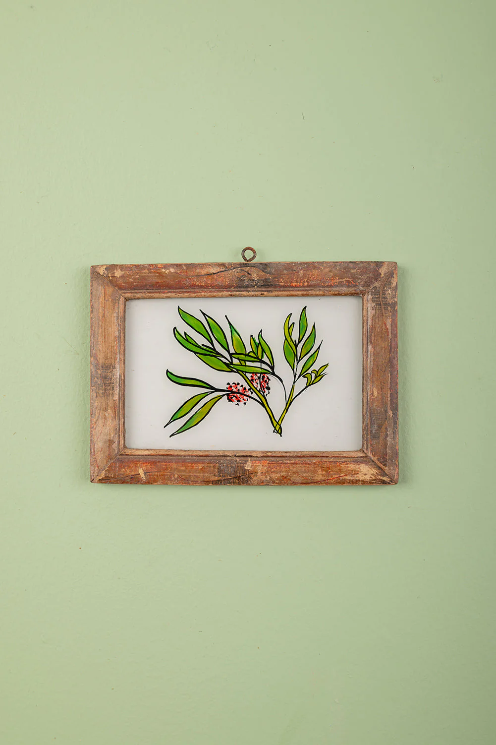 Small Old Wood Frame with Botanical/Wildlife Painting - 589