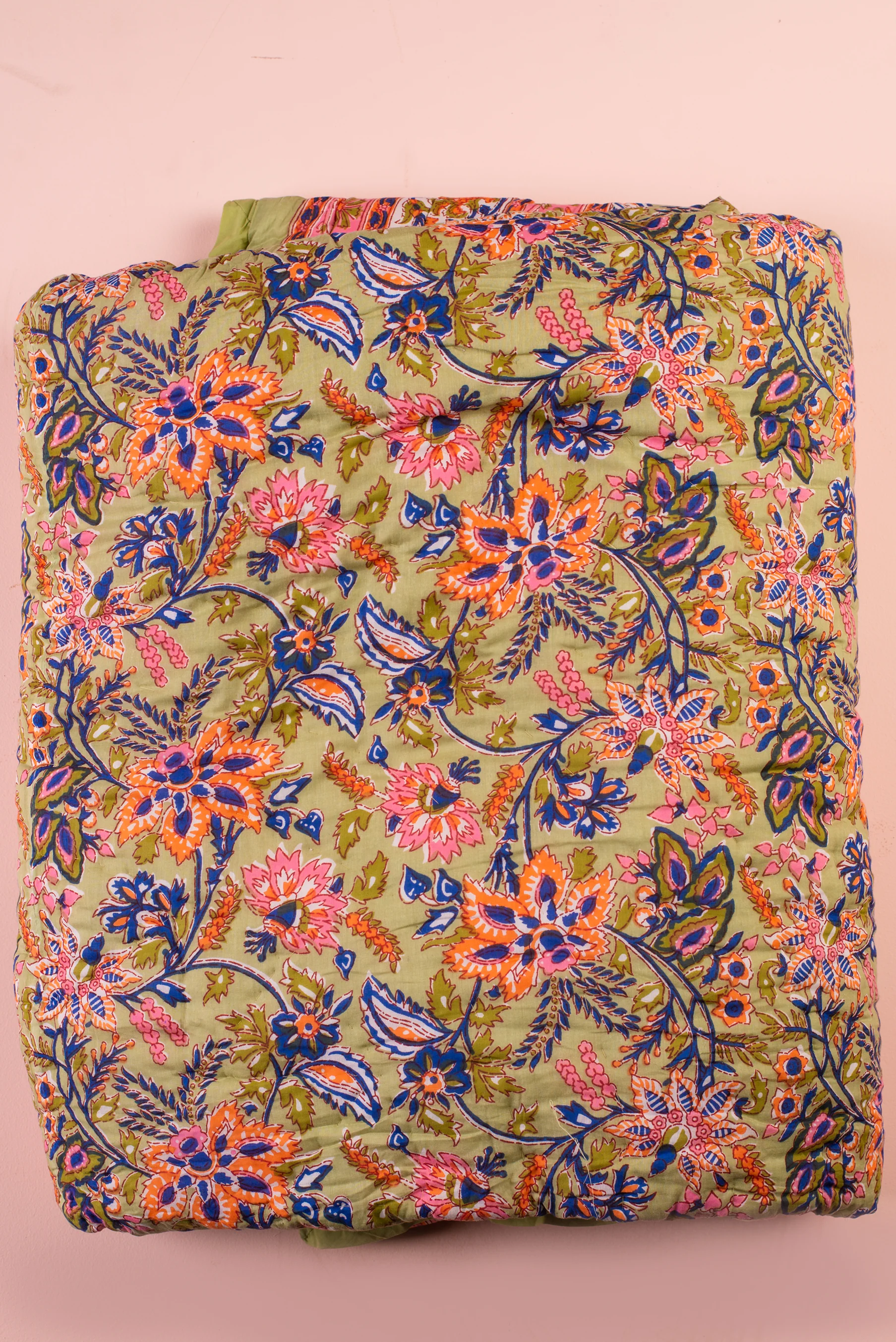 Pistachio Blossom Reversible Floral Quilt - Image 11