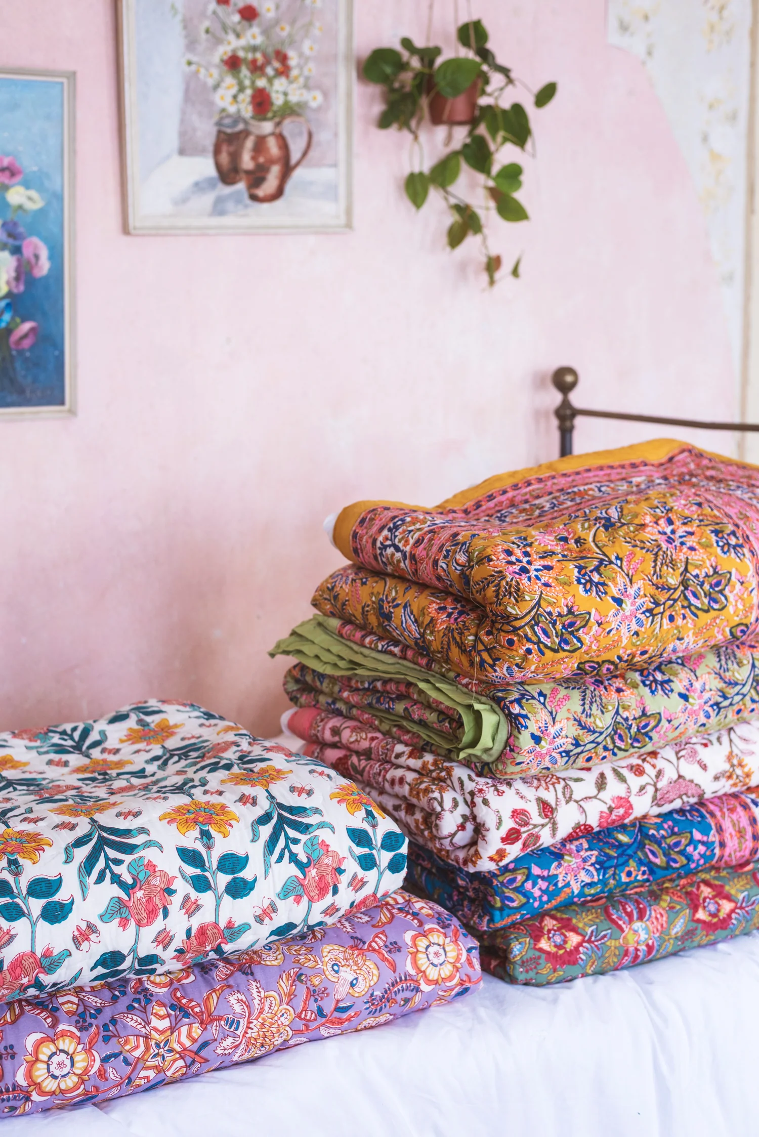 Pistachio Blossom Reversible Floral Quilt - Image 14