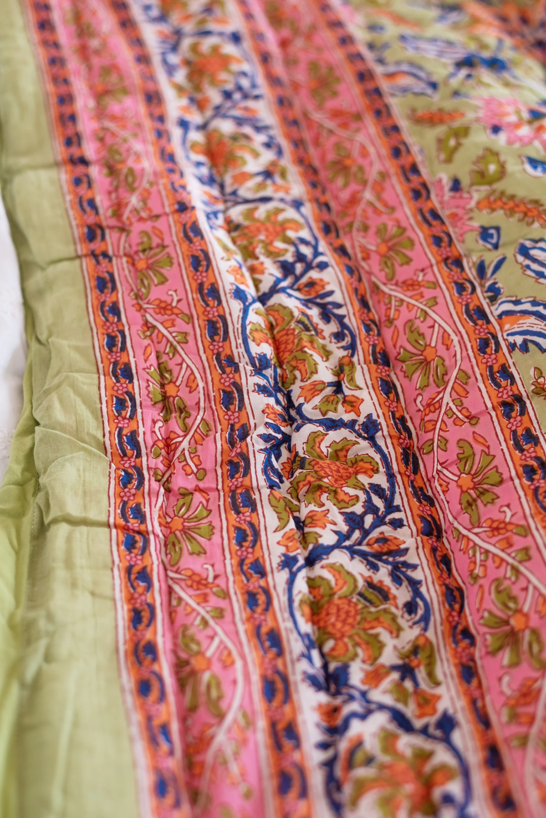 Pistachio Blossom Reversible Floral Quilt - Image 7