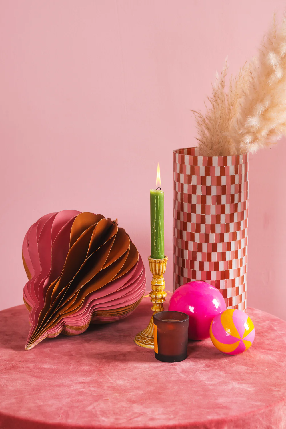 Pink & Brown Origami Lantern Hanging Decoration - Image 3