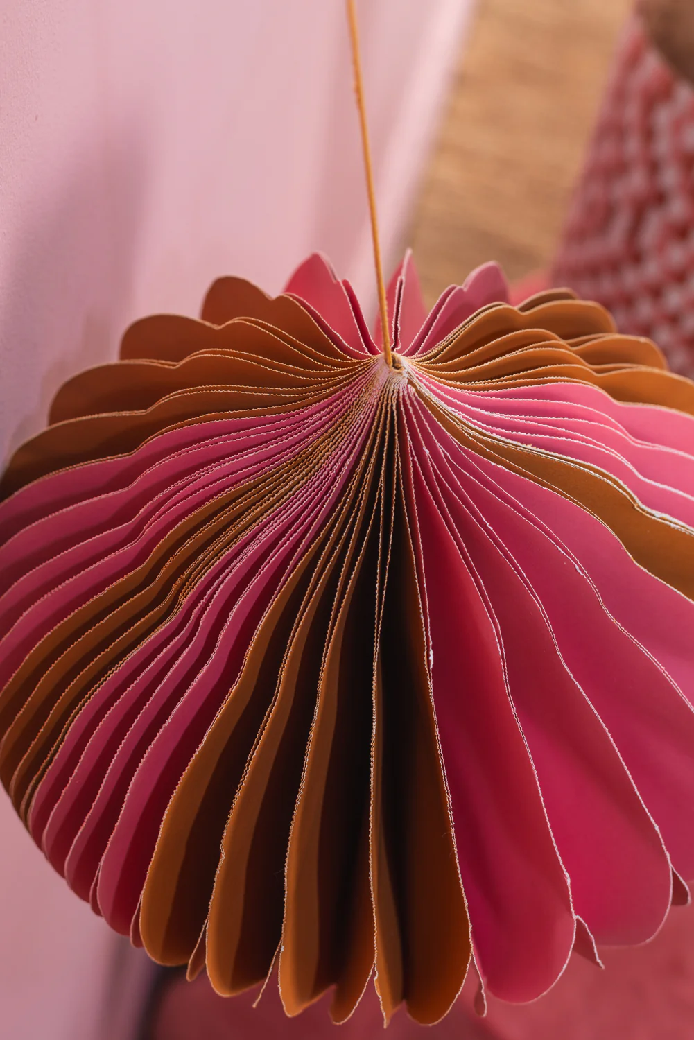 Pink & Brown Origami Lantern Hanging Decoration - Image 5