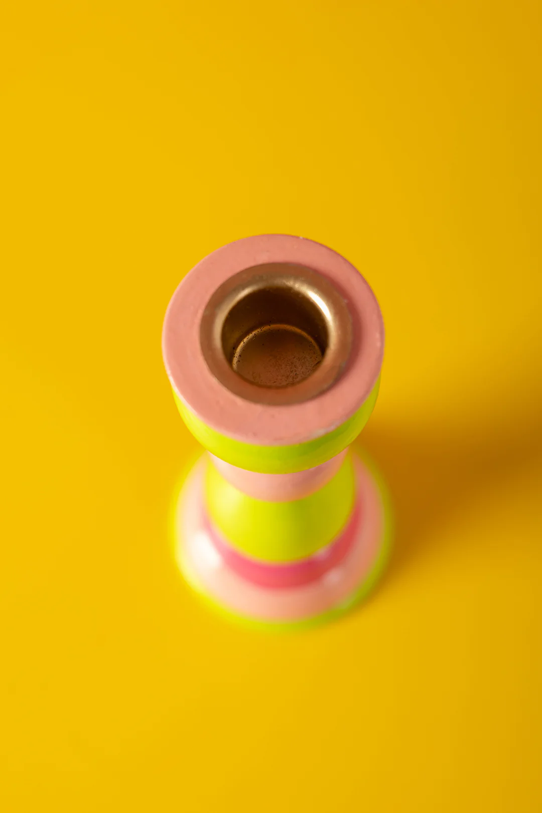 Pink & Green Hand Painted Wooden Candle Holder - Image 3