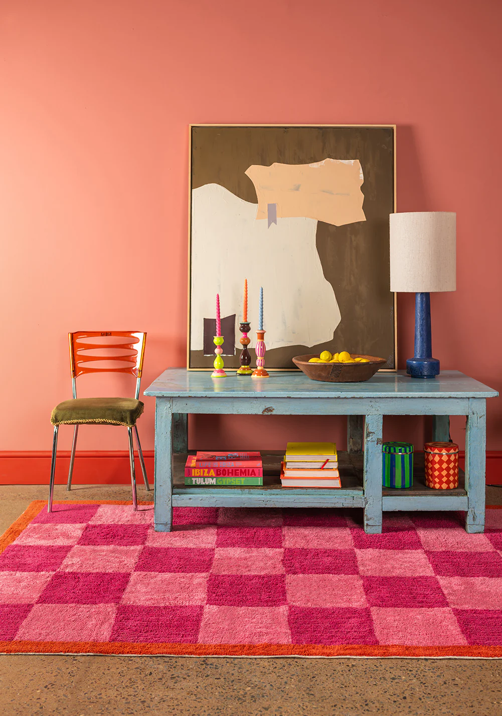 Pixie Check & Scallop Recycled Cotton Rug - Image 5