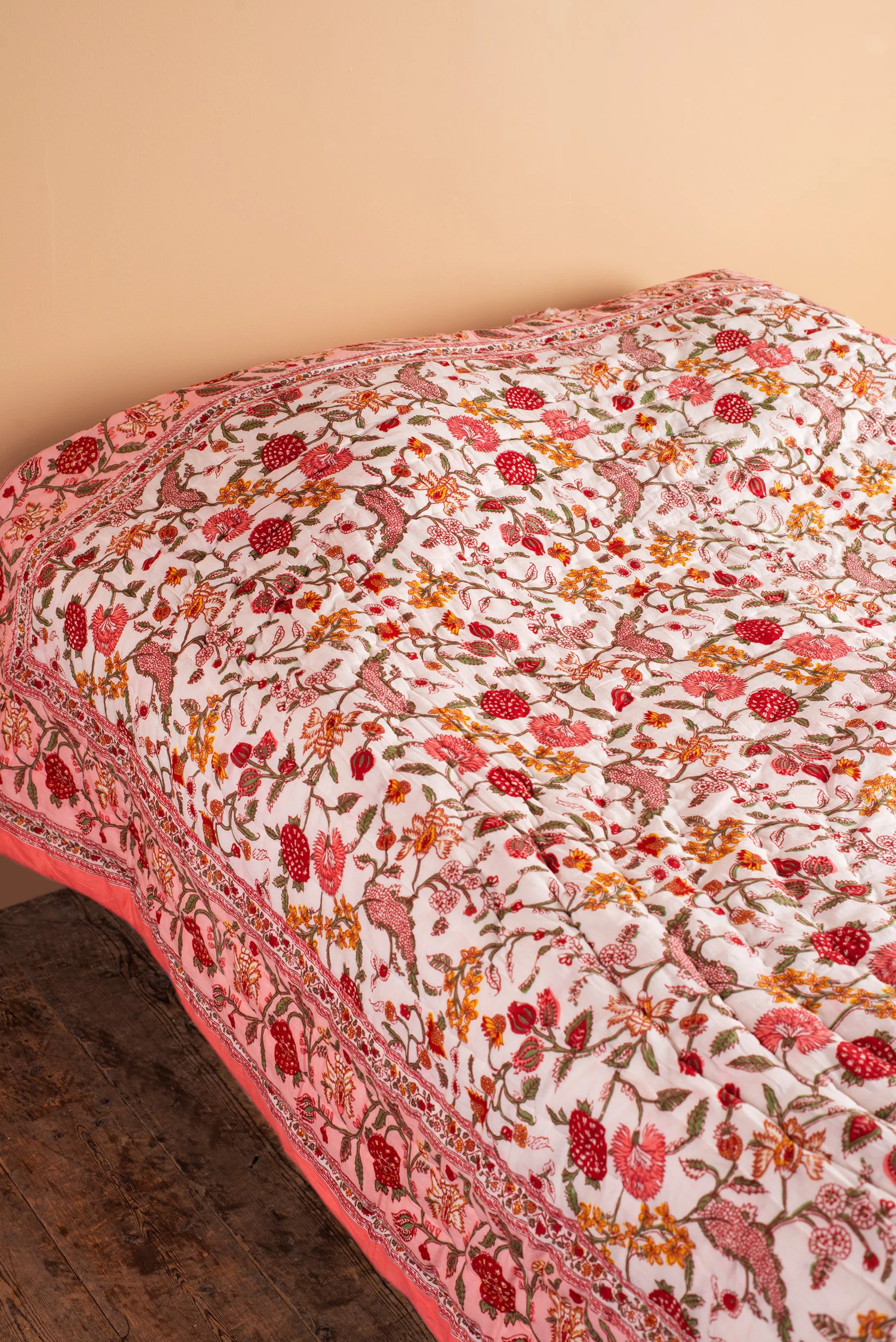 Coral Haze Reversible Floral Quilt - Image 3
