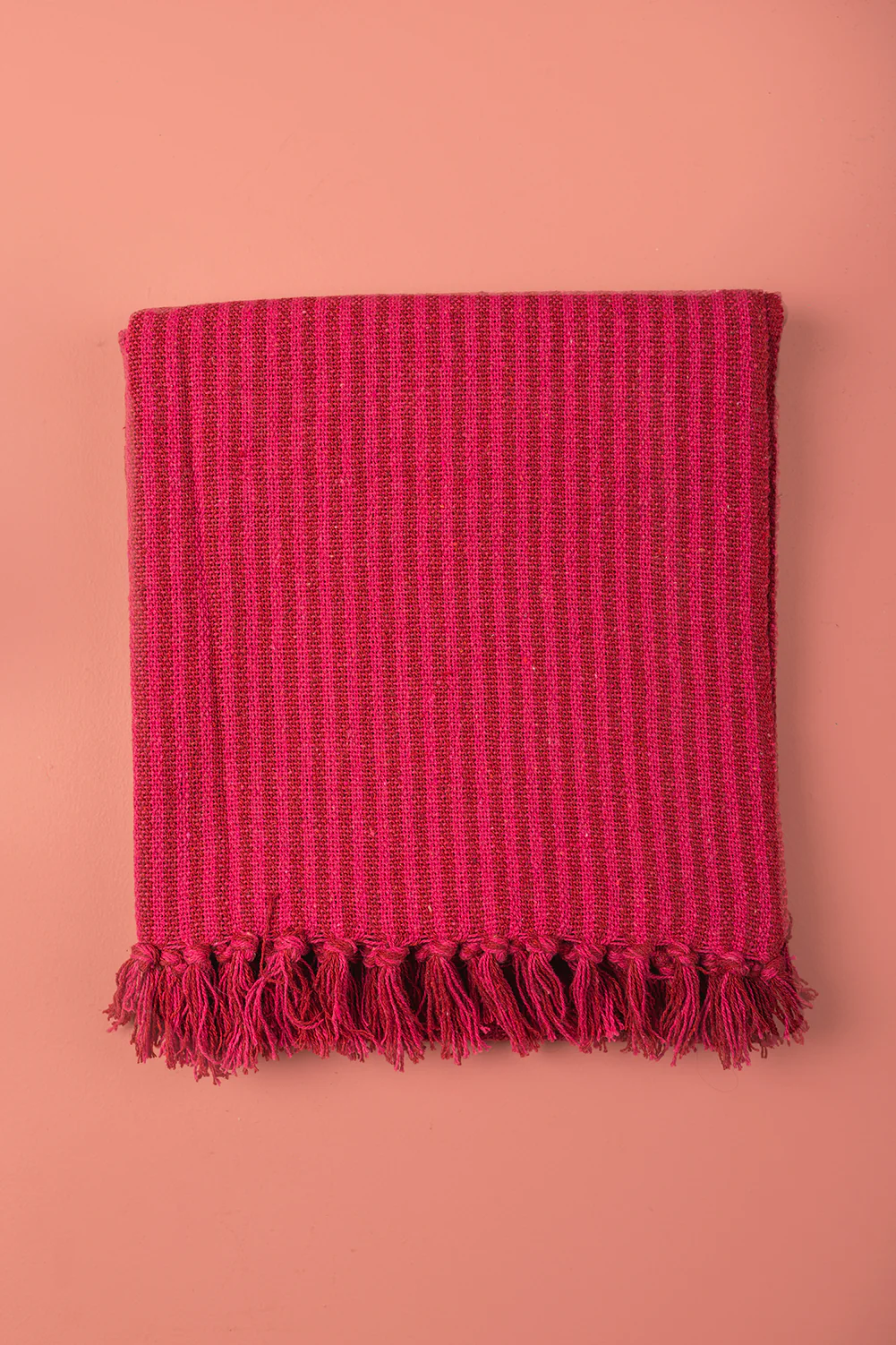 Red & Pink Recycled Cotton Striped Throw - Image 4