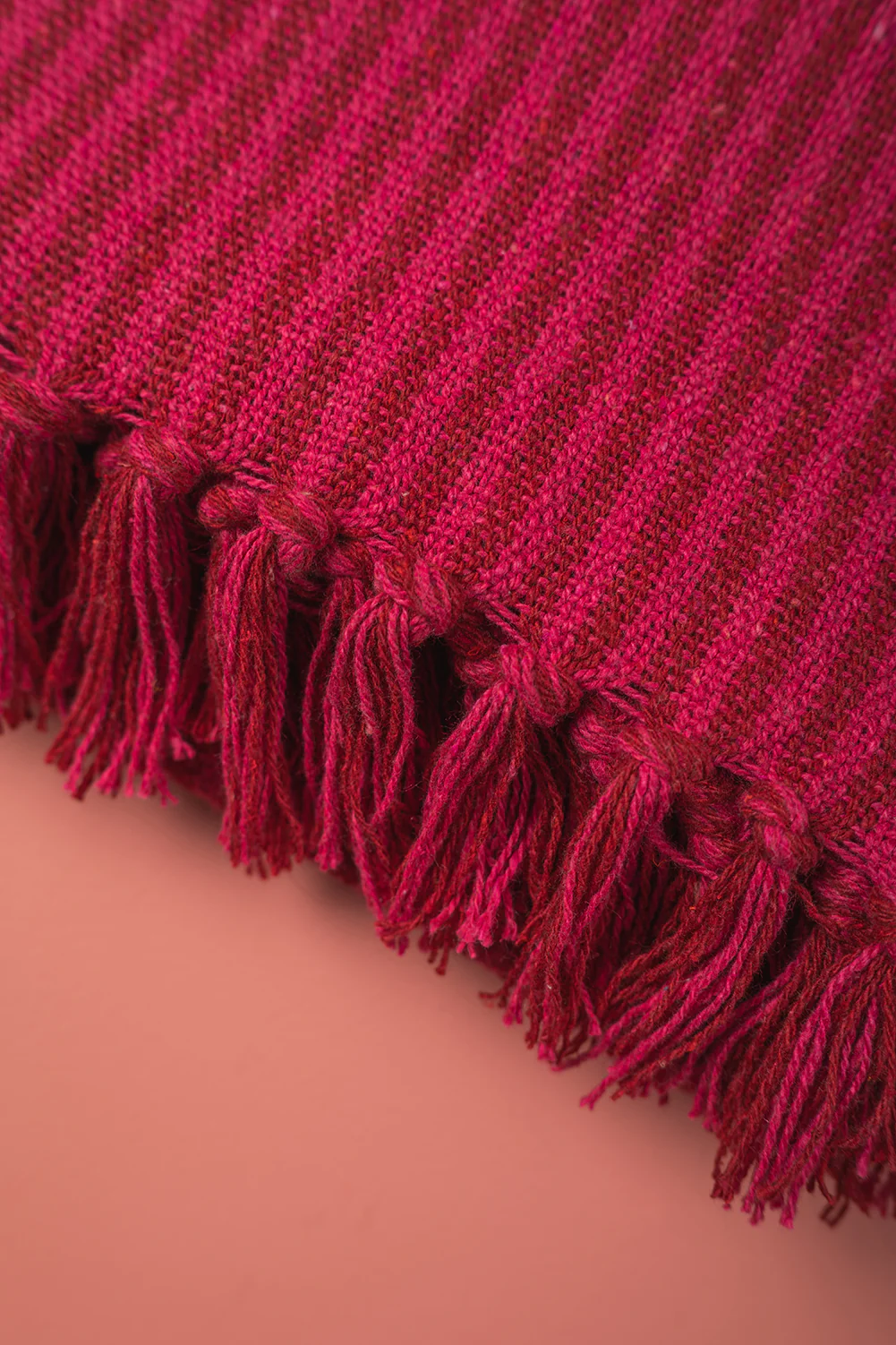 Red & Pink Recycled Cotton Striped Throw - Image 5