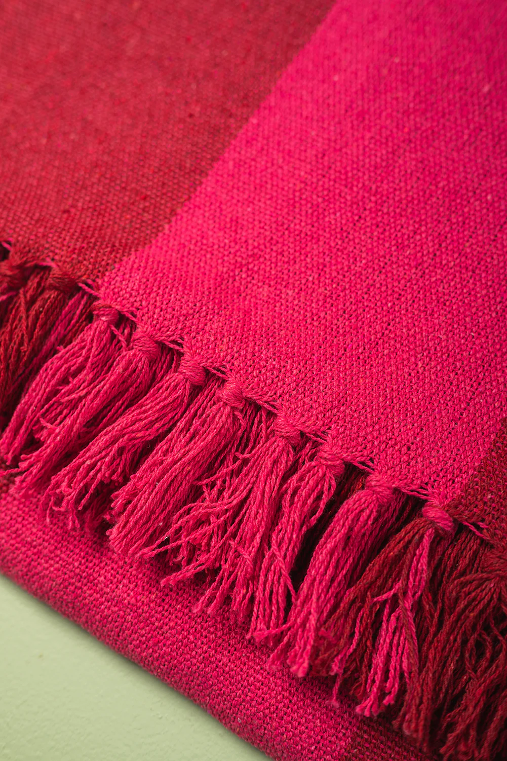 Red & Pink Recycled Cotton Wide Stripe Throw - Image 3