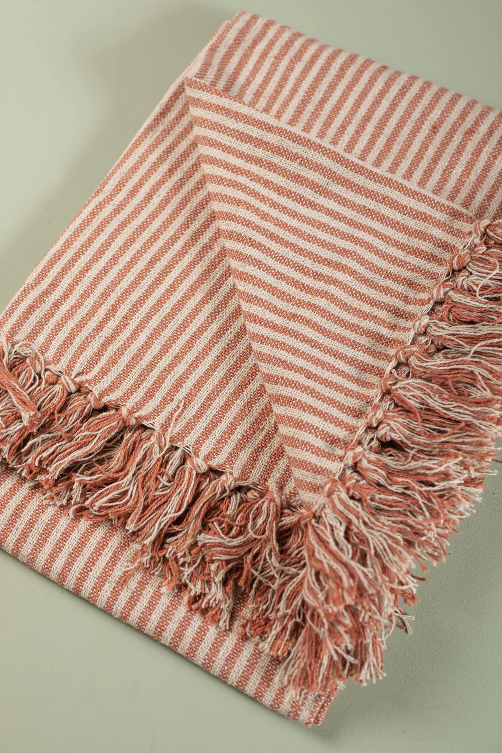 Red Stripe 100% Recycled Cotton Throw - Image 4