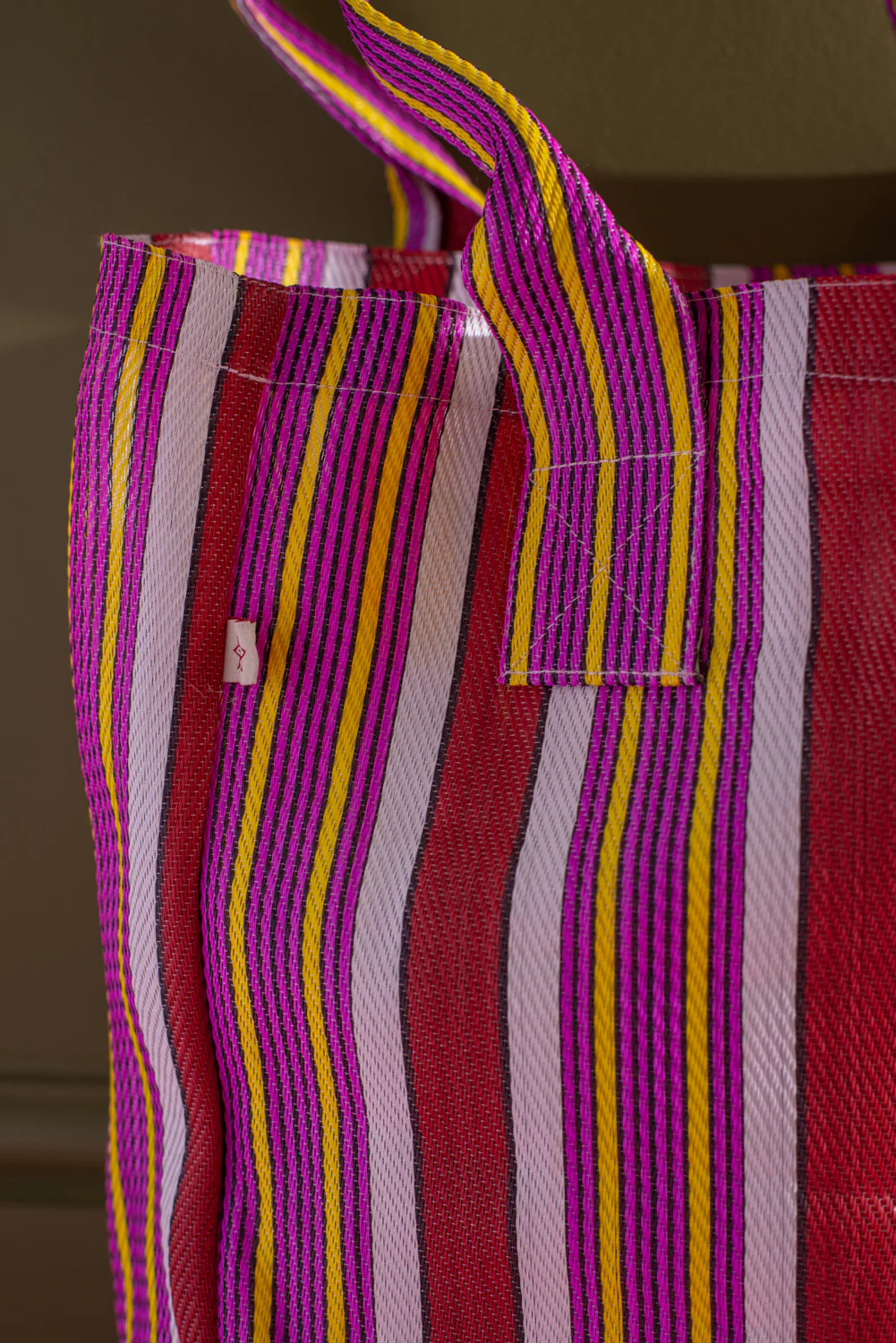 Red & Purple Striped Recycled Tote Bag - Image 4
